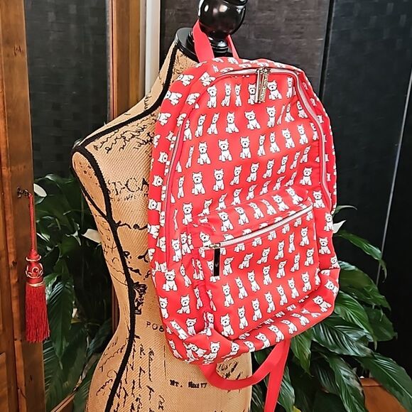 Marc Tetro Red Backpack White Scottish Dogs - Picture 4 of 14
